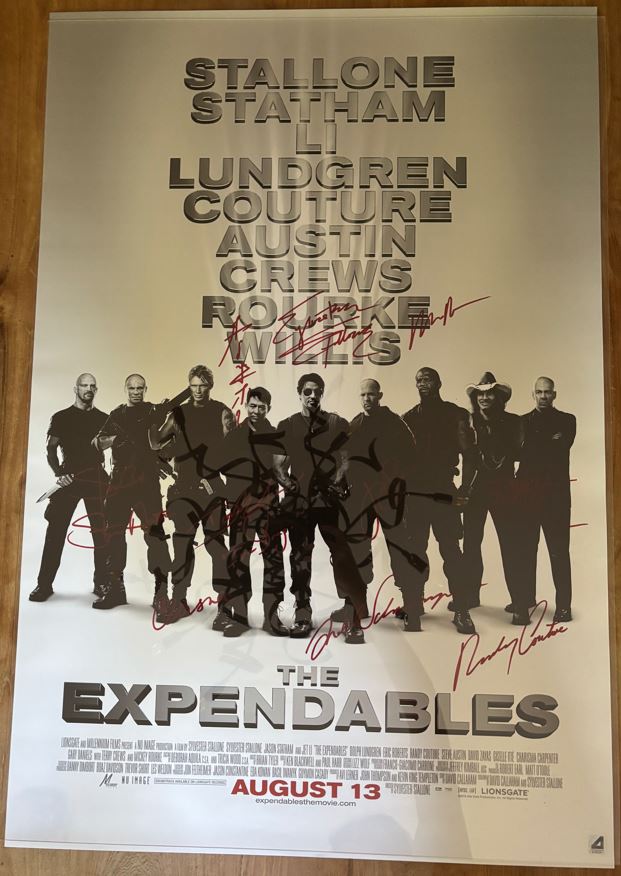 Expendables Poster - Autographed by 11 actors from the main cast - COA with numbered hologram