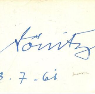 Paper Slip 5" x 3" with Karl Dönitz signature - with COA