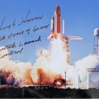 Hugh Harris (Voice of Shuttle Countdown) – Signed 4″x5,5″ Photo of shuttle launch