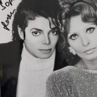 Sophia Loren (with Michael Jackson) – Signed 5" x 4" Photo