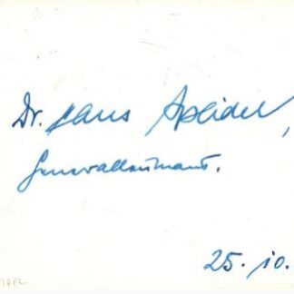 Hans Speidel – Signed Paper Slip (5″ x 3″) with COA