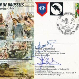 Raymond Itterbeek, Bob Frots and "Bill" – Multi-Signed Commemorative Cover Honoring the Liberation of Brussels (WWII) – With COA