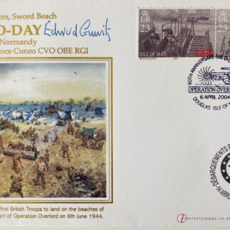 FDC (First Day Cover) Signed by Edward Gueritz Operation Overlord (April 5, 2004) and Second Stamp (June 5, 2004) with COA