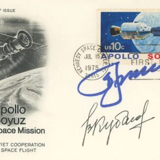 Alexei Leonov & Valery Kubasov – Apollo–Soyuz Mission DOUBLE Signed Cover 6.5"x4.5" with COA