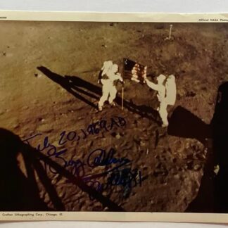 Buzz Aldrin on the Moon – signed and dedicated 10"x8" litho with COA