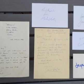 Blake's 7 – Set of 4 Signed Paper Slips and 2 signed letters by the main Cast Members – with COA