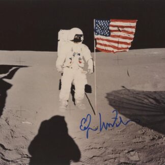 Edgar Mitchell – Apollo 14 Astronaut – signed 10"x8" lunar surface photo with COA