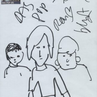 Das Pop: Bent Van Looy, Niek Meul & Reinhard Vanbergen – multi-signed A4 sheet drawing with COA