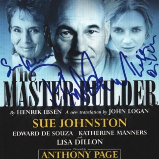 Patrick Stewart, Sue Johnston & Lisa Dillon – multi-signed flyer ‘The Master Builder’