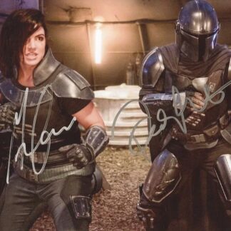 Pedro Pascal as The Mandalorian & Gina Carano as Cara Dune in The Mandalorian – DOUBLE signed 10"x8" photo with COA