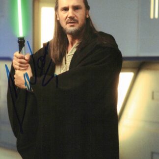 Liam Neeson as Qui‑Gon Jinn in Star Wars: The Phantom Menace – signed 10"x8" photo with COA