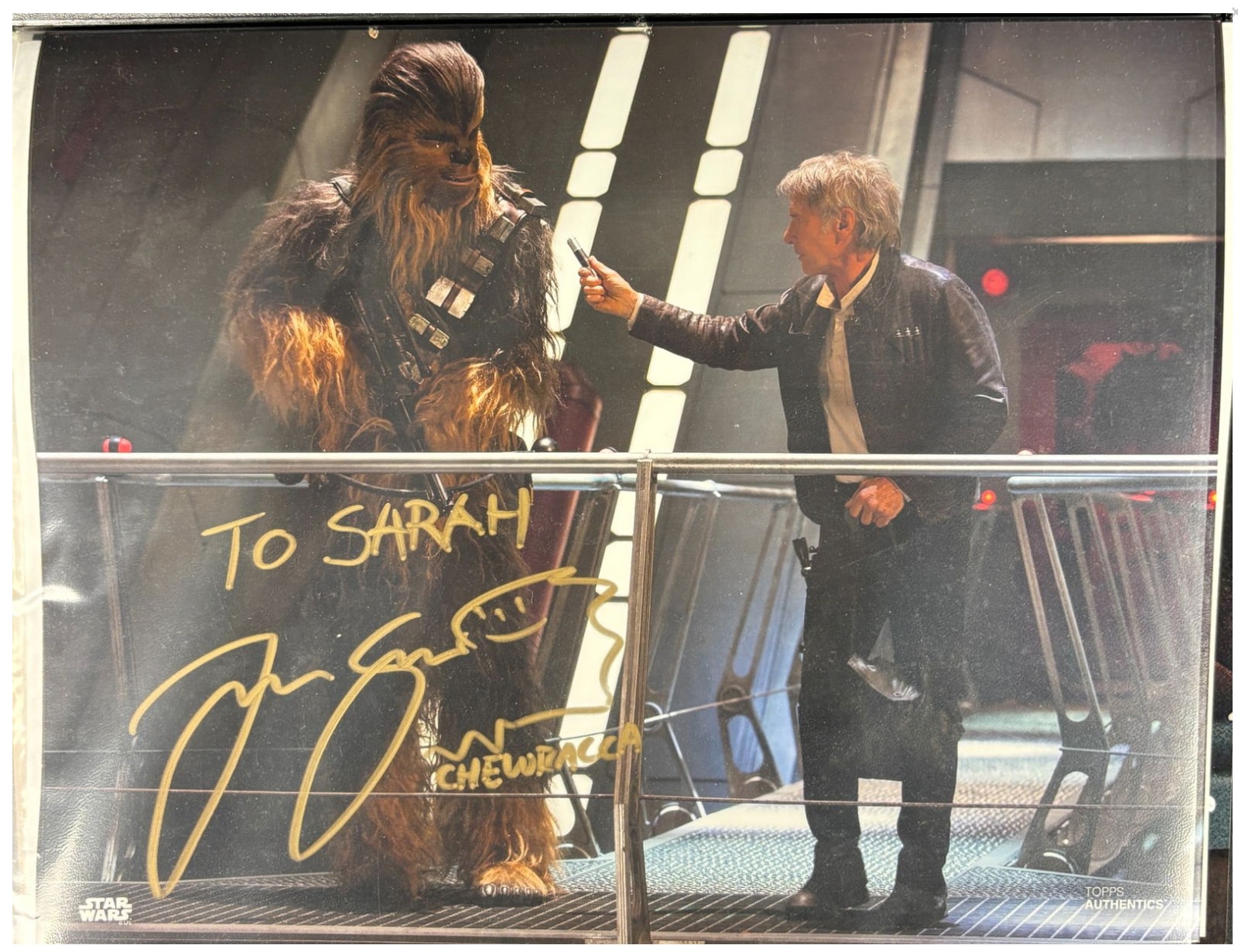 Joonas Suotamo as Chewbacca with Han Solo in Star Wars – signed 10"x8" photo with COA