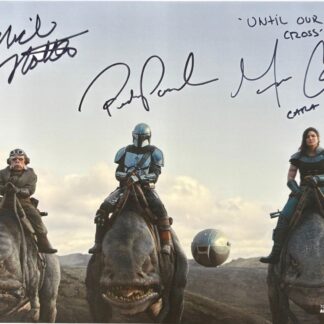 Pedro Pascal, Nick Nolte & Gina Carano as Din Djarin, Kuiil & Cara Dune in The Mandalorian – signed 10"x8" photo with COA