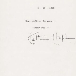 Katharine Hepburn - signed thank you letter with COA