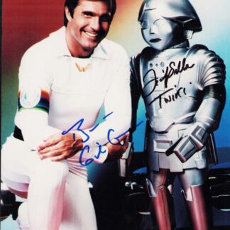 Gil Gerard and Felix Silla as Buck Rogers and Twiki in Buck Rogers in the 25th Century - signed 10"x8" photo with COA