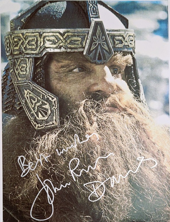 John Rhys-Davies as Gimli in The Lord of the Rings - signed 10"x8" photo with COA