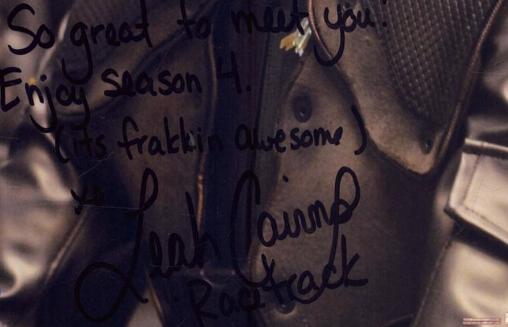 Leah Cairns as Margaret "Racetrack" Edmondson in Battlestar Galactica - signed 10"x8" photo with COA