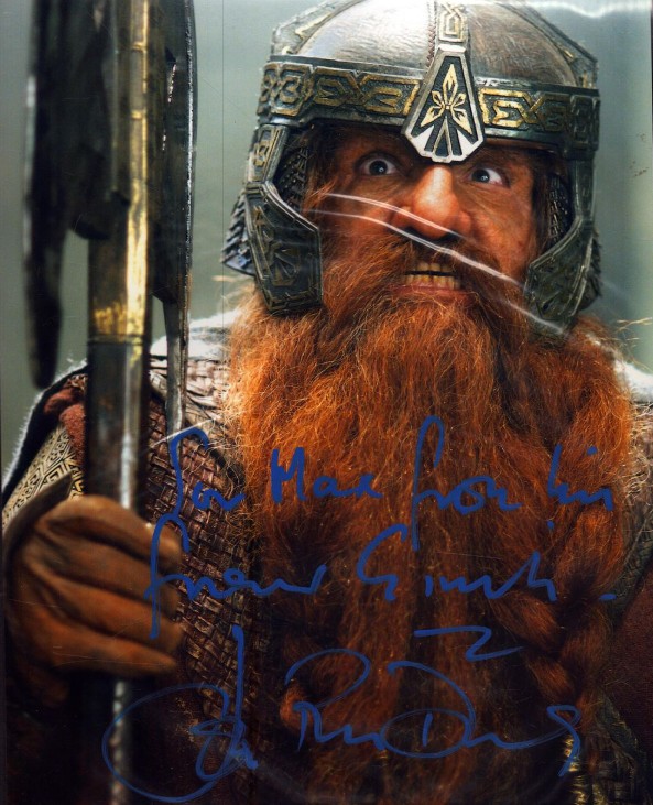 John Rhys-Davies as Gimli in The Lord of the Rings - signed 10"x8" photo with COA