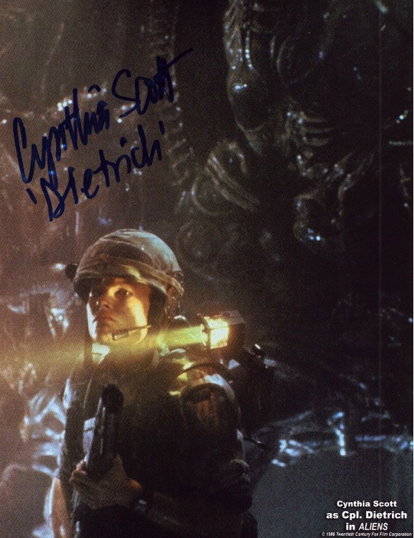 Cynthia Scott as Corporal Dietrich in Aliens - signed 10"x8" photo with COA
