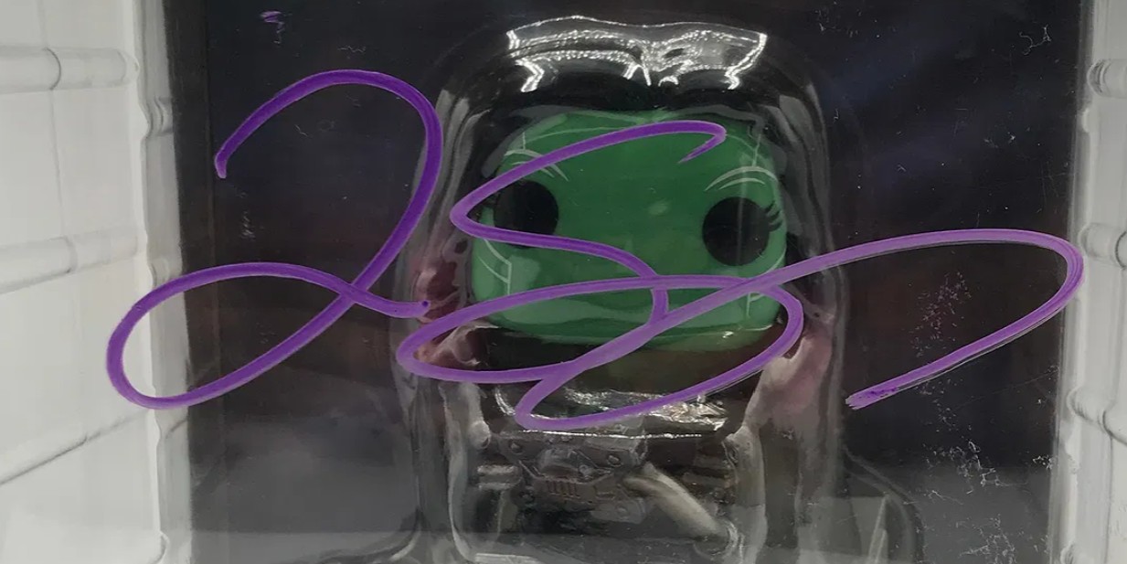 Zoe Saldana as Gamora in Avengers: Infinity War - signed Funko Pop #1824 with COA