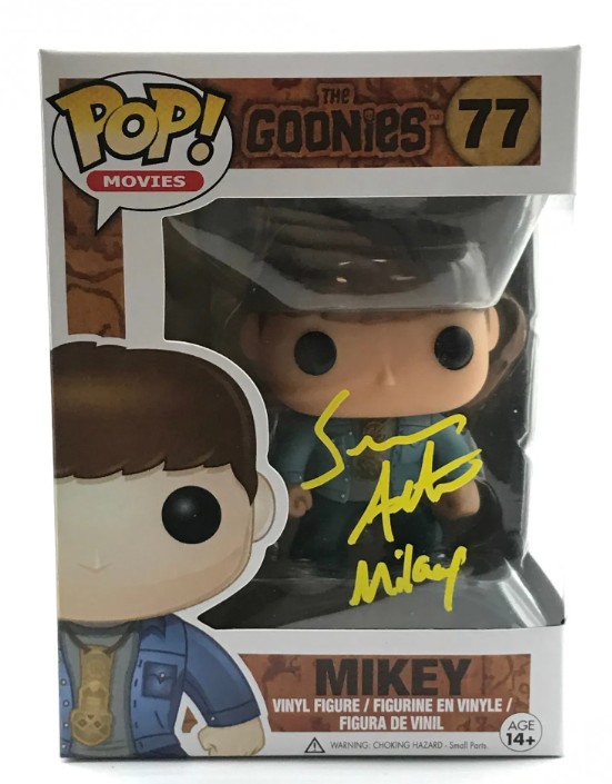 Sean Astin as Mikey in The Goonies - signed and inscribed Funko Pop #77 with WWOC COA
