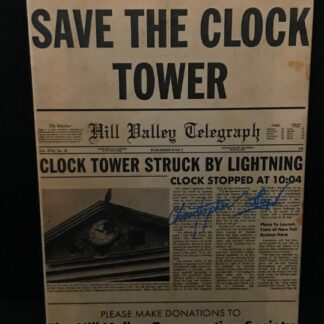 Christopher Lloyd as Doc Brown in Back to the Future - signed Save the Clock Tower framed replica with WWOC COA