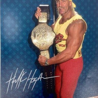 Hulk Hogan with Championship Belt - signed 8"x10" photo with Heroes & Legends COA