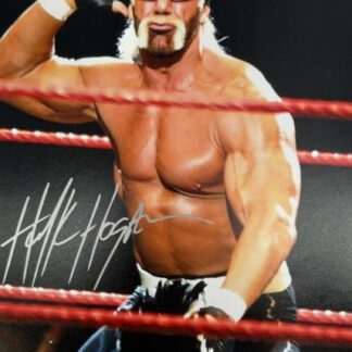 Hulk Hogan in Iconic Hand-to-Ear Wrestling Pose - signed 8"x10" photo with COA