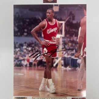 Michael Jordan Hall of Fame - signed 10"x8" photo mounted to 14"x11" with Heroes & Legends COA