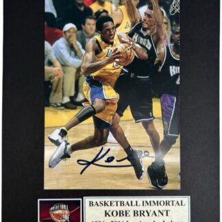 Kobe Bryant Basketball icon – signed Lakers photo mounted to 8" x 10" with Heroes & Legends COA