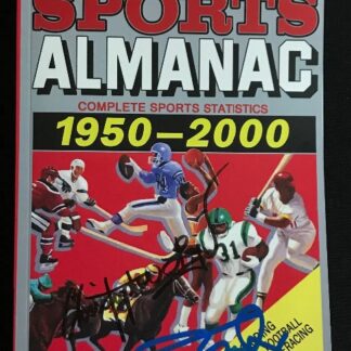 Michael J. Fox as Marty McFly and Christopher Lloyd as Doc Brown in Back to the Future – dual-signed Sports Almanac with WWOC COA
